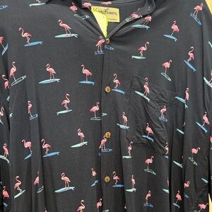 KENNY FLOWERS dark blue Hawaiian SS shirt Surf pink Flamingo MEN 3XL